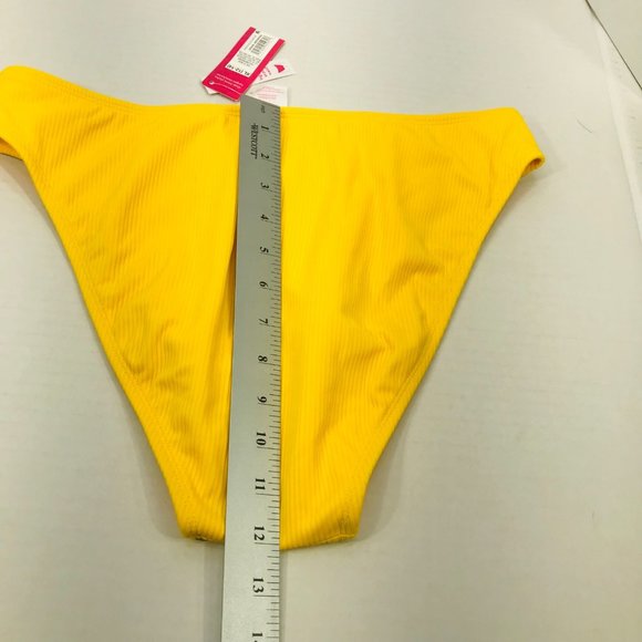 Xhilaration Women's XL 12-14 Ribbed High Leg Scoop Waist Bikini Swim Bottom New - Picture 9 of 9